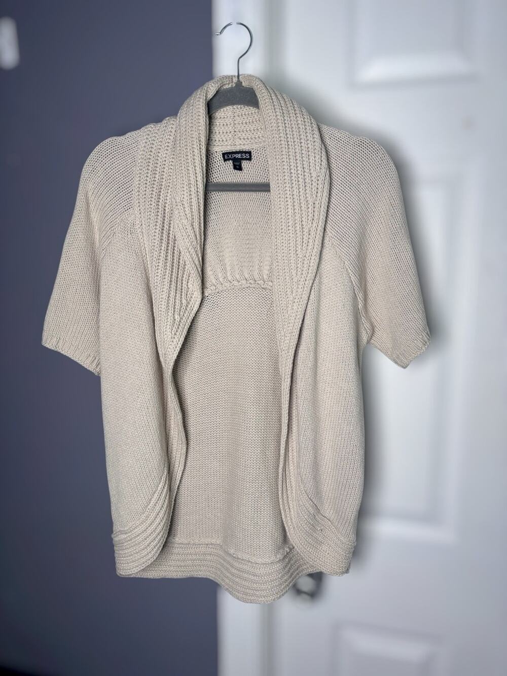 Express Cream Open Front Knit Cardigan Sweater Small